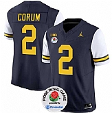 Men's Michigan Wolverines #2 Blake Corum 2023 F.U.S.E. Navy White Rose Bowl Patch Stitched Jersey Dzhi,baseball caps,new era cap wholesale,wholesale hats